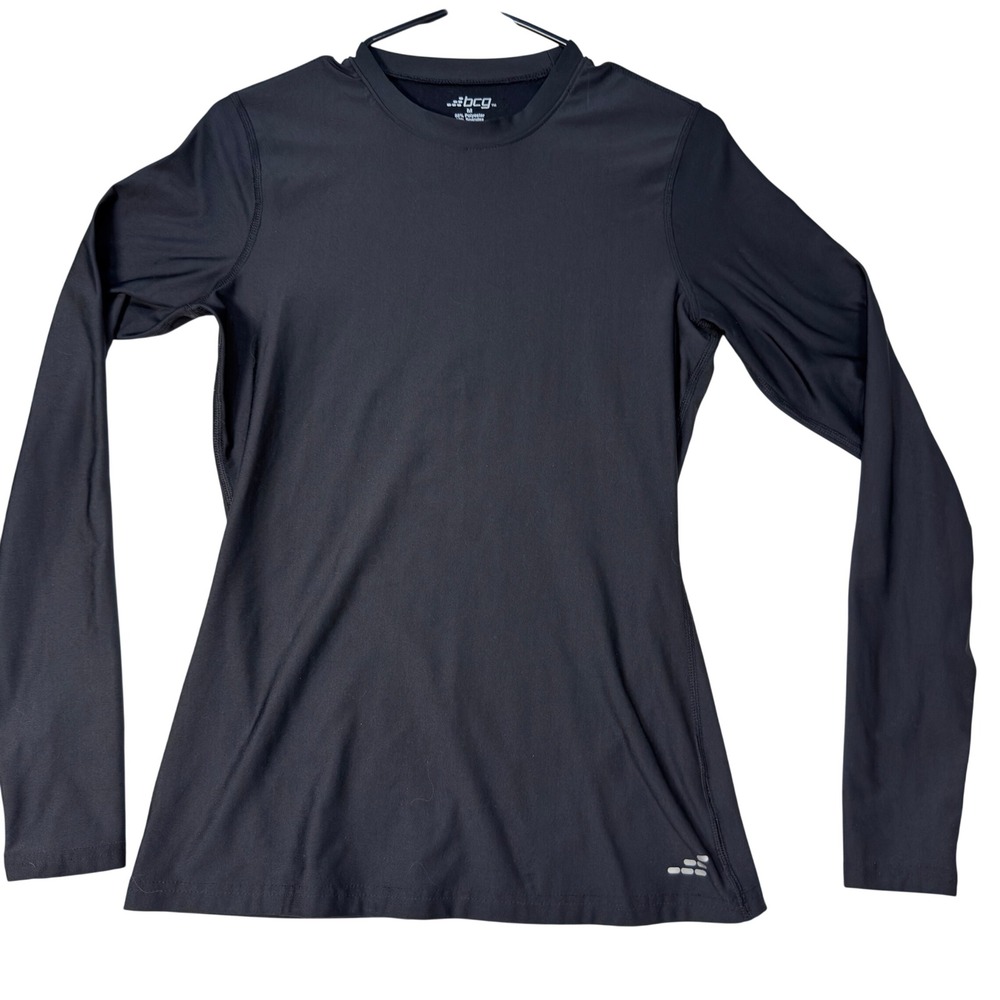 BCG Women's Long Sleeve Top Size M Athletic Performance Black with/Thumbholes